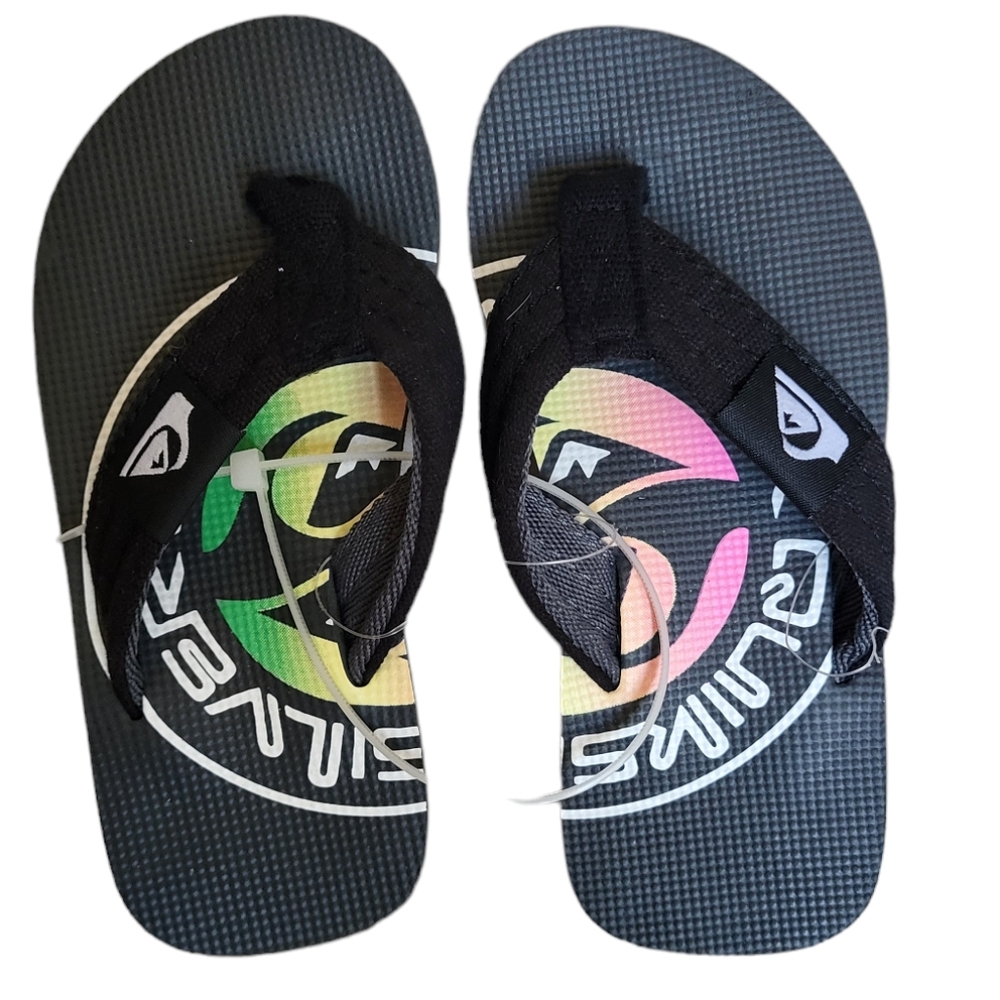 NWOT Quiksilver size 11‎ boys toddler kids black flip flops Sandals